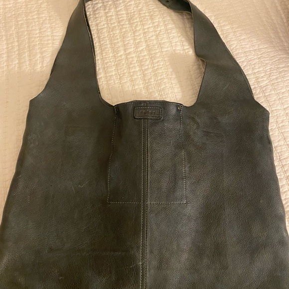 Women’s  Leather Shoulder HOBO style Bag - deep teal Green - Picture 1 of 4